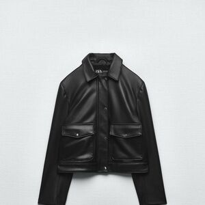 Zara Women's Black faux leather Jacket